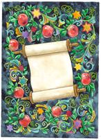 Rosh Hashanah scroll and apples