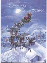Santa's sleigh, rooftops, reindeer