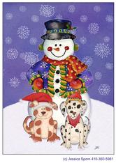 snowman, puppy, kitten, whimsical
