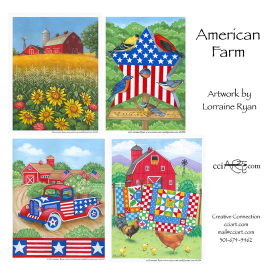Farm designs patriotic birdfeeder, quilts, patriotic truck and more.