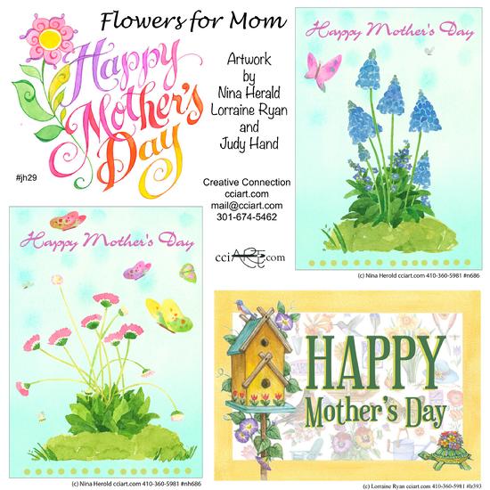 Four Mother's Day Designs with flowers and more