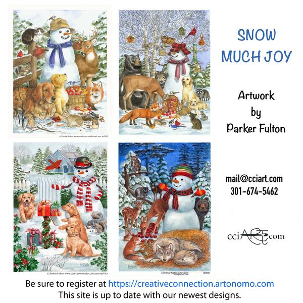 Winter Animals and Snowmen can be find in this set of 4 Christmas designs