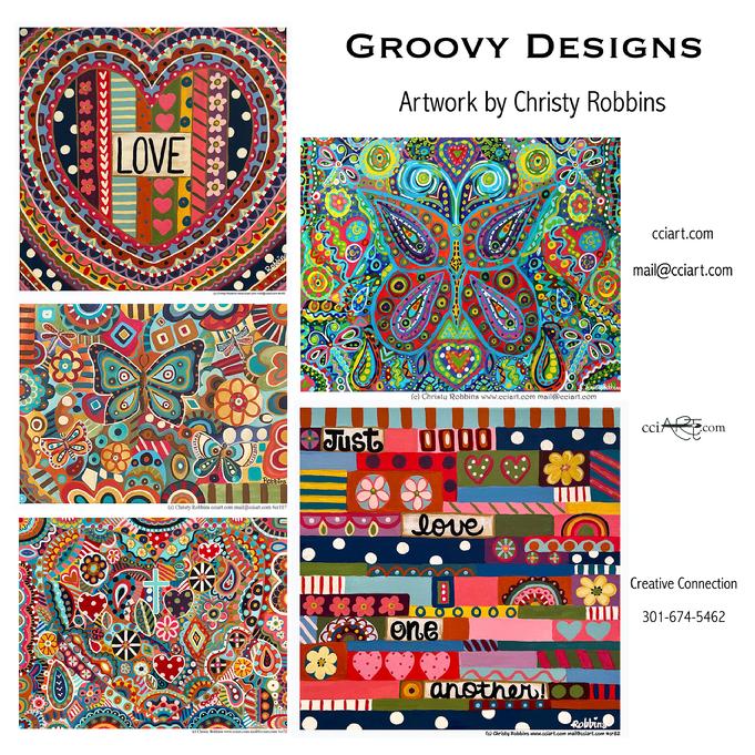 Fun and wild all-over designs by Christy Robbins.  These would make fun puzzles.