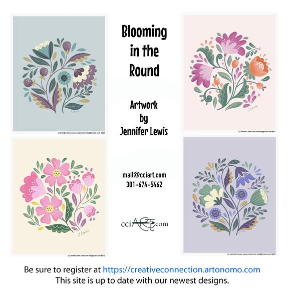 Folk florals: a set of 4 pretty circular designs