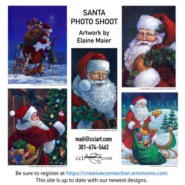 Five Traditional Santa paintings