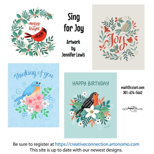 Whimsical Christmas bird designs.